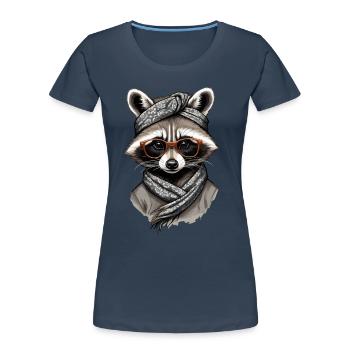 Mama Raccoon Raccoon Amoureux du raton laveur - T-shirt bio Premium Femme - bleu marine - Devant - Mia (176cm)