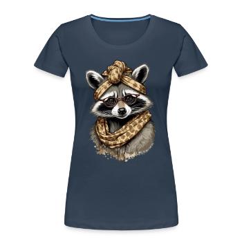 Maman raton laveur raton laveur amant fête des mères Design - T-shirt bio Premium Femme - bleu marine - Devant - Mia (176cm)