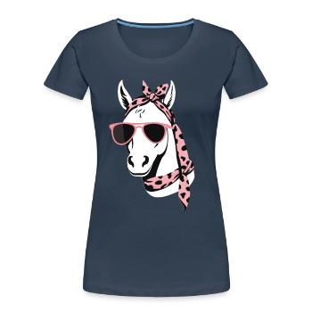Maman Cheval Cheval Amant Mère Cheval Fille - T-shirt bio Premium Femme - bleu marine - Devant - Mia (176cm)