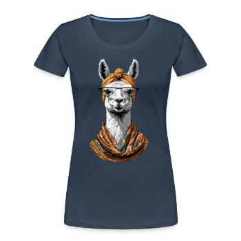 Lama Liebende Mama Lustiges Design Muttertag - Frauen Premium Bio T-Shirt - Navy - Vorne - Mia (176cm)
