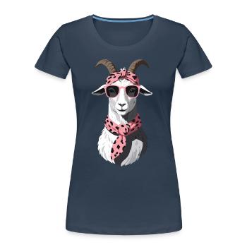 Funny Mom Goat Perfect for Mother's Day - Women's Premium Organic T-Shirt - navy - Front - Mia (176cm)