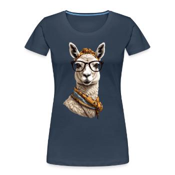 Conception drôle d’alpaga lama pour maman - T-shirt bio Premium Femme - bleu marine - Devant - Mia (176cm)