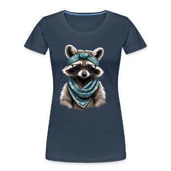 Mama Raccoon Raccoon Amoureux du raton laveur - T-shirt bio Premium Femme - bleu marine - Devant - Mia (176cm)