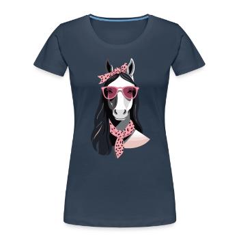 Mama Pferd Pferdeliebhaber Mutter Stilvolle Liebe - Frauen Premium Bio T-Shirt - Navy - Vorne - Mia (176cm)