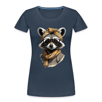 Mama Raccoon Raccoon Amoureux du raton laveur - T-shirt bio Premium Femme - bleu marine - Devant - Mia (176cm)