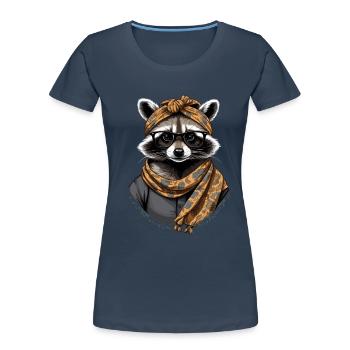 Maman raton laveur Raton laveur amant pour la fête des mères - T-shirt bio Premium Femme - bleu marine - Devant - Mia (176cm)