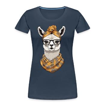 Llama Loving Mom Funny Design Mother's Day - Women's Premium Organic T-Shirt - navy - Front - Mia (176cm)