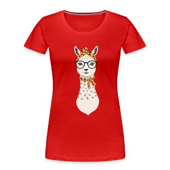 Lustiges Lama Alpaca Mutter Design - Frauen Premium Bio T-Shirt - Navy - Vorne - Mia (176cm)