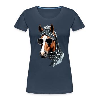 Maman Cheval Cheval Amant Mère Cheval Fille - T-shirt bio Premium Femme - bleu marine - Devant - Mia (176cm)