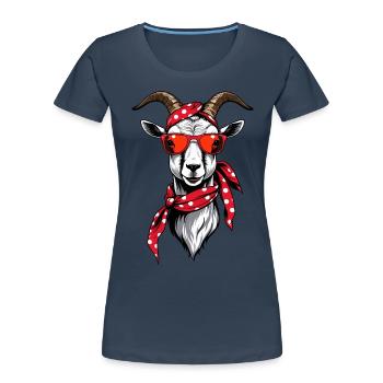 Drôle de maman chèvre parfaite pour la fête des mères - T-shirt bio Premium Femme - bleu marine - Devant - Mia (176cm)