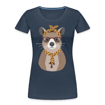 Drôle Capymama Capybara Fête des Mères - T-shirt bio Premium Femme - bleu marine - Devant - Mia (176cm)