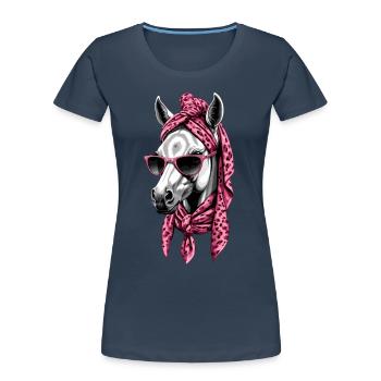 Mama Pferd Stilvolle Pferdeliebe Pferdemädchen - Frauen Premium Bio T-Shirt - Navy - Vorne - Mia (176cm)
