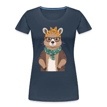 Drôle Capymama Capybara conception de fête des mères - T-shirt bio Premium Femme - bleu marine - Devant - Mia (176cm)