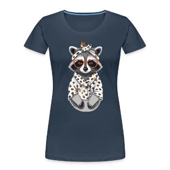 Maman raton laveur amant raton laveur fête des mères - T-shirt bio Premium Femme - bleu marine - Devant - Mia (176cm)