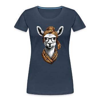 Funny Llama Alpaca Design for Moms - Women's Premium Organic T-Shirt - navy - Front - Mia (176cm)