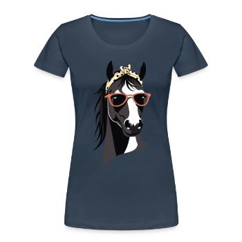 Mom Horse Horse Lover Mother Horse Girl - Women's Premium Organic T-Shirt - navy - Front - Mia (176cm)