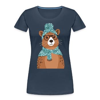 Funny Capymama Capybara Mom - Women's Premium Organic T-Shirt - navy - Front - Mia (176cm)