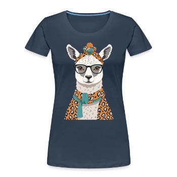 Lama aimant drôle conception de fête des mères - T-shirt bio Premium Femme - bleu marine - Devant - Mia (176cm)