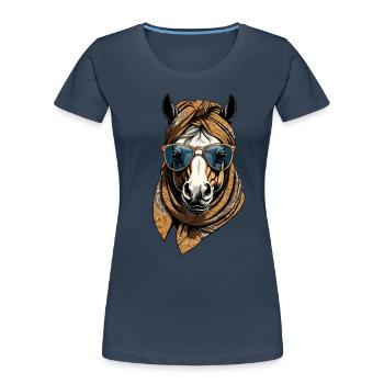 Maman Cheval Cheval Amant Mère Cheval Fille - T-shirt bio Premium Femme - bleu marine - Devant - Mia (176cm)