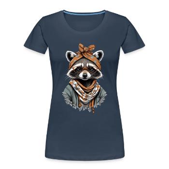 Maman raton laveur Raton laveur amant pour la fête des mères - T-shirt bio Premium Femme - bleu marine - Devant - Mia (176cm)