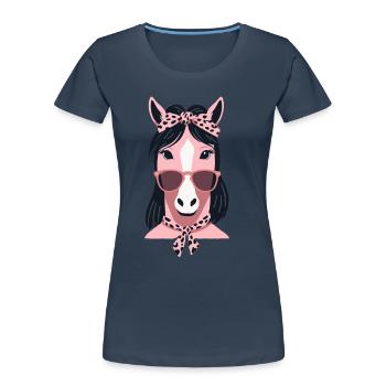 Maman Cheval Cheval Amant Mère Cheval Fille - T-shirt bio Premium Femme - bleu marine - Devant - Mia (176cm)