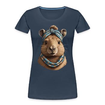 Funny Capymama Capybara Mom - Women's Premium Organic T-Shirt - navy - Front - Mia (176cm)