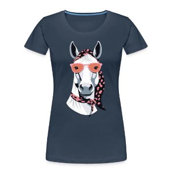 Mama Pferd Pferdeliebhaber Mutter Stilvolle Liebe - Frauen Premium Bio T-Shirt - Navy - Vorne - Mia (176cm)