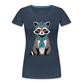 Maman raton laveur Raton laveur amant pour la fête des mères - T-shirt bio Premium Femme - bleu marine - Devant - Mia (176cm)