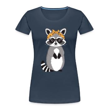 Mama Raccoon Raccoon Amoureux du raton laveur - T-shirt bio Premium Femme - bleu marine - Devant - Mia (176cm)