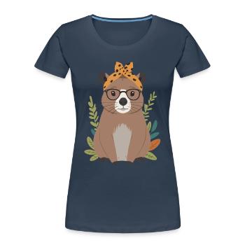 Drôle Capymama Capybara Maman - T-shirt bio Premium Femme - bleu marine - Devant - Mia (176cm)