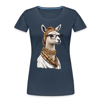 Funny Llama Alpaca Design for Mother's Day - Women's Premium Organic T-Shirt - navy - Front - Mia (176cm)