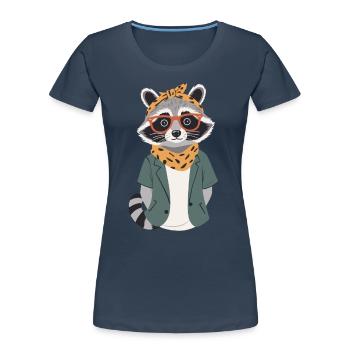 Maman raton laveur amant raton laveur fête des mères - T-shirt bio Premium Femme - bleu marine - Devant - Mia (176cm)