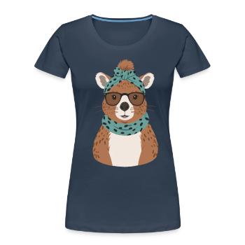 Lustige Capymama Wasserschwein Mutter - Frauen Premium Bio T-Shirt - Navy - Vorne - Mia (176cm)