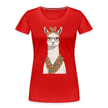 Llama Loving Mom Funny Design Alpaca Motif - Women's Premium Organic T-Shirt - navy - Front - Mia (176cm)
