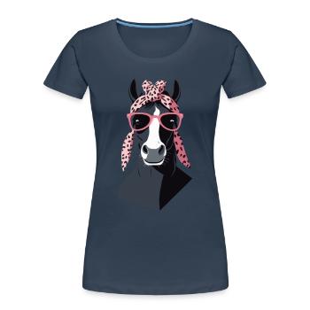 Maman Cheval Cheval Amant Mère Cheval Fille - T-shirt bio Premium Femme - bleu marine - Devant - Mia (176cm)