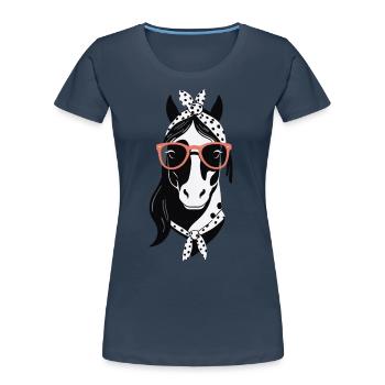 Maman Cheval Cheval Amant Mère Cheval Fille - T-shirt bio Premium Femme - bleu marine - Devant - Mia (176cm)