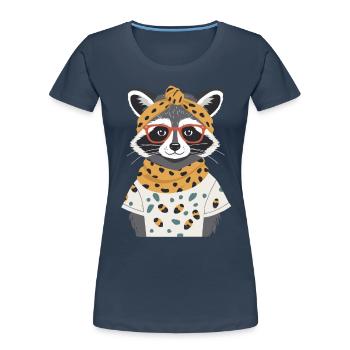 Maman raton laveur amant raton laveur fête des mères - T-shirt bio Premium Femme - bleu marine - Devant - Mia (176cm)