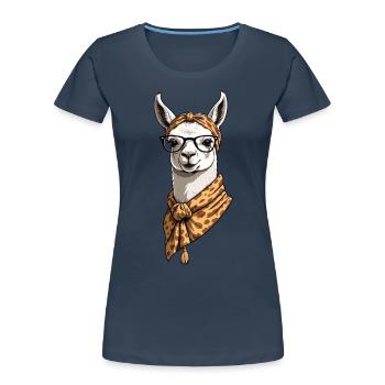 Llama Loving Mom Funny Mom Design - Women's Premium Organic T-Shirt - navy - Front - Mia (176cm)