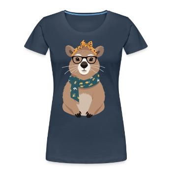 Lustige Capymama Wasserschwein Mutter Design - Frauen Premium Bio T-Shirt - Navy - Vorne - Mia (176cm)