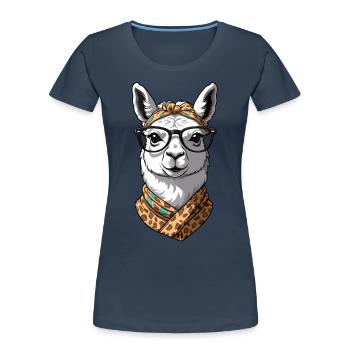 Llama Loving Funny Mom Design Alpaca - Women's Premium Organic T-Shirt - navy - Front - Mia (176cm)