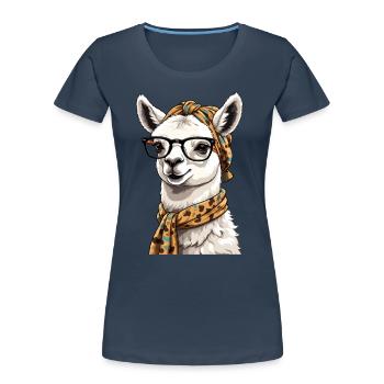 Funny Llama Alpaca Design for Loving Moms - Women's Premium Organic T-Shirt - navy - Front - Mia (176cm)