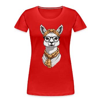 Lama Liebende Mama Lustiges Design - Frauen Premium Bio T-Shirt - Navy - Vorne - Mia (176cm)