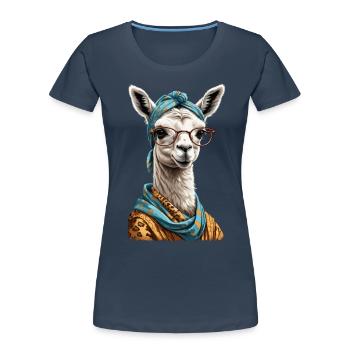 Funny Llama Alpaca Design for Moms - Women's Premium Organic T-Shirt - navy - Front - Mia (176cm)