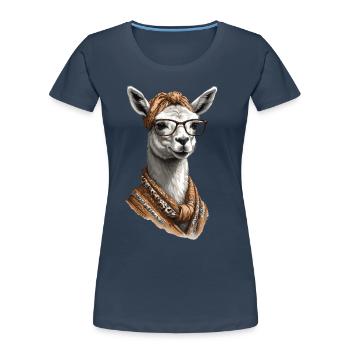 Llama Loving Mom Funny Design Alpaca - Women's Premium Organic T-Shirt - navy - Front - Mia (176cm)