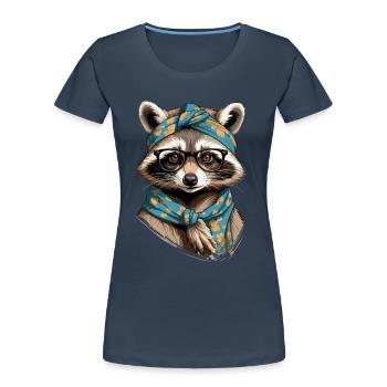Mama Raccoon Raccoon Amoureux du raton laveur - T-shirt bio Premium Femme - bleu marine - Devant - Mia (176cm)