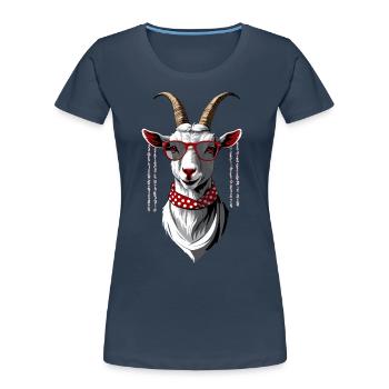 Drôle de maman chèvre parfaite pour la fête des mères - T-shirt bio Premium Femme - bleu marine - Devant - Mia (176cm)