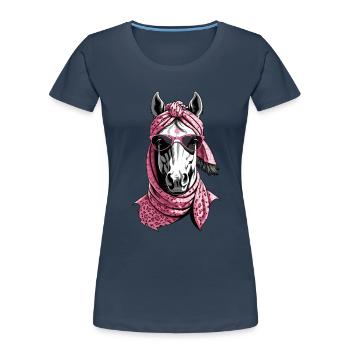 Mama Pferd Stilvolle Pferdeliebe Pferdemädchen - Frauen Premium Bio T-Shirt - Navy - Vorne - Mia (176cm)