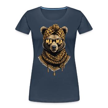 Funny Mama Bear Mother Bear Bear Lover - Women's Premium Organic T-Shirt - navy - Front - Mia (176cm)