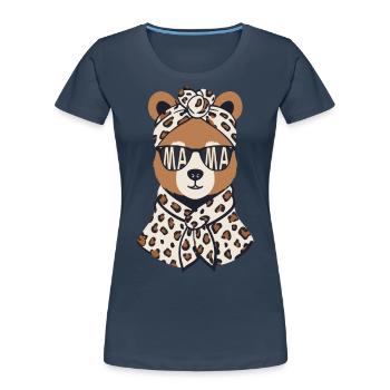 Funny Mom Bear Mother Bear Bear Lover - Women's Premium Organic T-Shirt - navy - Front - Mia (176cm)