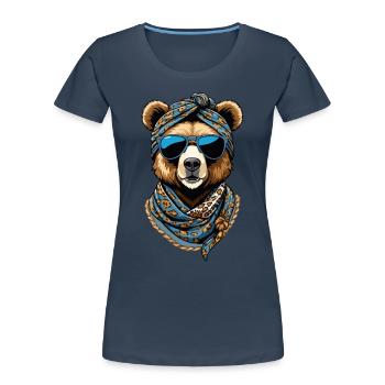 Funny Mama Bear Mother Bear Bear Lover - Women's Premium Organic T-Shirt - navy - Front - Mia (176cm)